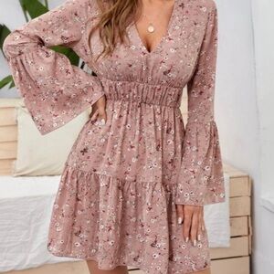 SHEIN Tiered Floral “Nola” Ruffle Dress Romantic Cottagecore size Medium